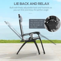 Outsunny Zero Gravity Lounger Chair Set of 2, Folding Reclining Patio Chair with Padded Seat, Cup Holder, Soft Cushion and Headrest for Poolside, Camping, Grey(m-4)