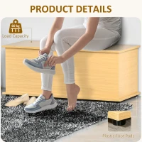 HOMCOM 113L Storage Chest, Storage Box with Flip-Top Lid and 2 Safety Hinges, Storage Trunk for Living Room, Entryway, 100 x 40 x 40 cm, Burlywood(m-6)