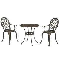 Outsunny Three-Piece Elegant Aluminium Garden Set - Bronze Tone(m-1)