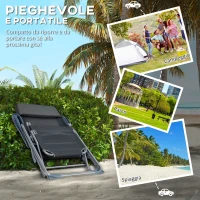 Outsunny Set 2 Sdraio da Giardino Pieghevoli con Schienale Regolabile a 5 Livelli e Poggiapiedi, Grigio(m-6)