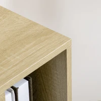 HOMCOM Estantería Librería con 3 Puertas de Vidrio Almacenamiento Abierto y Patas de Acero 60x40x120 cm Madera Natural(m-7)