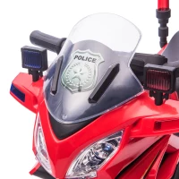 HOMCOM Moto Elettrica per Bambini con Sirena della Polizia e Fari, Velocità 3km/h e Batteria 6V Ricaricabile, 69x39x43cm, Rosso(m-9)