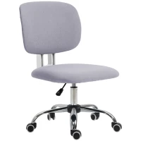 Vinsetto Sedia da Ufficio ad Altezza Regolabile in Tessuto Effetto Lino con Schienale Ricurvo, 48x53x80-90 cm, Grigio(m-10)