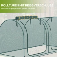 Outsunny Pflanzenschutznetz, 2 aufrollbare Türen, Stahlrahmen, inkl. Tragetasche, dunkelgrün, 2,49 x 1,2 x 1,2m(m-6)