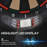 HOMCOM LCD Electronic Dartboard Set Features 26 Games w/ 185 Variations and Include 6 Darts Multi-Game Option Ready-to-Play(m-4)