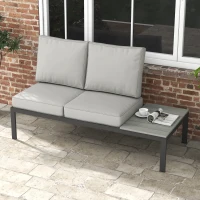 Outsunny 2 Seater Back and Seat Cushion Pillows Replacement, Patio Chair Cushions Set for Indoor Outdoor, Light Grey(m-7)