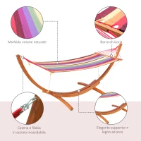 Outsunny Amaca da Giardino con Supporto, Max 120kg, Legno, 320x118x120 cm(m-6)