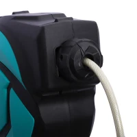 DURHAND Schlauchtrommel mit Gartenschlauch 10 m Wasserschlauchaufroller mit automatische Aufrollung Wandschlauchbox 180° schwenkbar mit Multibrause Frostschutz -5–45 °C Grün + Schwarz(m-9)