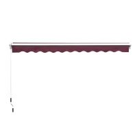 Outsunny Markise Gelenkarmmarkise Sonnenschutz Balkon Weinrot 3x2,5m(m-9)