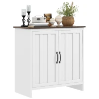 HOMCOM Credenza Cucina Moderna a 2 Ante con Ripiano Regolabile in Legno, 80x39.7x80cm, Bianco(m-1)