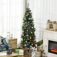 HOMCOM Sapin de Noël artificiel avec 618 branches enneigées, support en acier, arbre de Noël artificiel socle pliable en acier(m-2)