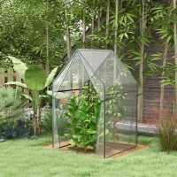 Outsunny Mini Greenhouse, Garden Tomato Growhouse with 2 Zipped Doors, Portable Indoor Outdoor Green House, 90 x 90 x 145cm, Clear(m-2)