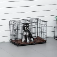 PawHut Cage de transport pliante pour chien poignée, plateau amovible, coussin fourni 74,5L x 46l x 53H cm noir(m-2)