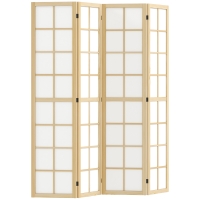 HOMCOM 4 Panel Folding Room Divider, Freestanding Room Separator, Indoor Privacy Screen for Living Room, Bedroom, 160 x 170cm