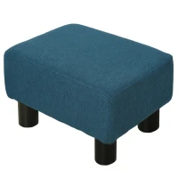 HOMCOM Linen Fabric Footstool Footrest, Small Foot Rest, Rectangle Sofa Stool for Bedroom Living Room, Dark Blue(m-11)