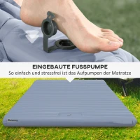 Outsunny Luftmatratze Campingmatratze, inkl. Luftpumpe, 1 Kissen, 200 x 135 x 10 cm, Blau(m-5)