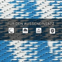 Outsunny Outdoor Wendeteppich, wasserfest, Blattmuster, 182x274cm, Blau/Creme(m-6)