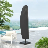 Outsunny Parasol Cover, 600D Oxford Cantilever Umbrella Cover Fit for 2-4m Parasol, Banana Umbrella Protector with Zipper for Outdoor Garden, Patio, Black(m-2)