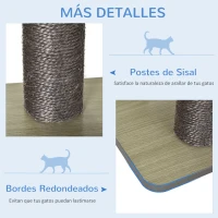 PawHut Árbol Rascador para Gatos de Madera 71,5x49,5x120 cm Torre de Gato con Cueva Plataformas Postes Rascadores Cojines Gris(m-7)