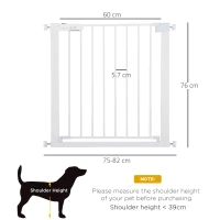 PawHut Adjustable Pet Safety Gate Dog Barrier Home Fence Room Divider Stair Guard Mounting White (76 H x 75-82W cm)(m-3)