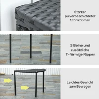 Outsunny Balkontisch Garten Beistelltisch Tisch Gartenmöbel halbrund Polyrattan Metall Schwarz 100 x 50 x 74 cm(m-6)