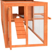 PawHut Wooden Rabbit Hutch with Run, Tray, Ramps, Asphalt Roof, 309 x 70 x 87cm, Orange(m-9)