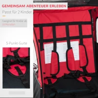 HOMCOM Kinderanhänger Fahrradanhänger mit Universalkupplung 155 x 88 x 108cm Stahl Rot+Schwarz(m-5)