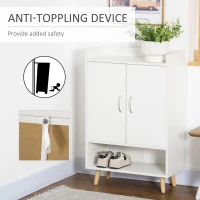 HOMCOM Modern Shoe Cabinet Storage Organizer with Doors and Shelves for Hallway & Entryway, 60L x 30W x 92Hcm, White(m-7)