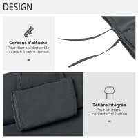 Outsunny Lot de bain de soleil et matelas d'assise - roues dossier inclinable aluminium - coussin zippé déhoussable tétière(m-8)