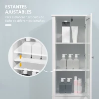 kleankin Armario Alto para Baño Mueble Columna de Baño con Puerta de Cristal Estantes Ajustables y 2 Cajones 43x35x160 cm Blanco(m-5)