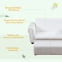 HOMCOM Kindersessel mit Fußhocker, Kindercouch mit Hocker, Kindersofa, Sofa Sessel, Weiß(m-6)