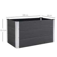 Outsunny Hochbeet Aluminium, Pflanzbeet Frühbeet Gartenbeet Blumenkasten wetterfest, ohne Boden, Pflanzkasten 100x50x55,5cm für Terrasse, Balkon, Blumenkasten für Blumen, Pflanzen, Grau(m-3)