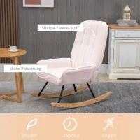 HOMCOM Schaukelstuhl mit Fleece-Bezug, Steppmuster, Kufen aus Kautschukbaumholz, bis 150 kg, Rosa(m-5)