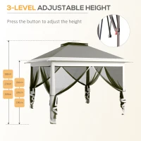 Outsunny Pop Up Canopy Tent with Double Roof, Zipped Mesh Sidewalls, Carrying Bag, Height Adjustable for Patio Garden, Dark Grey(m-6)