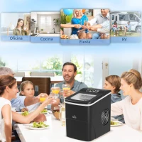 HOMCOM Máquina de Hacer Hielo Autolimpieza 12 kg/24h 9 Cubitos de Hielo en 8 Minutos 2 Tamaños de Cubitos Negro(m-9)