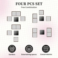 Outsunny Outdoor Garden PP Rattan Style Sofa Set, 4 PCS Patio Coffee Table Set w/ Cushioned 2 Single Chairs & 1 Loveseat Conservatory Furniture, Grey(m-6)