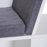 HOMCOM Bücherregal mit Sitzhocker Sitzbank Sitzbänke & -truhen mit 6 Stauräumen für Aufbewahrung Sitzbar mit Kissen Spanplatte Schaumstoff Leinen Weiß+Grau 102 × 30 × 61 cm(m-8)