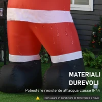 HOMCOM Babbo Natale Gonfiabile da Esterno 243cm, Addobbi Gionfiabili di Natale, Decorazione Natalizia con Bastoncino di Zucchero, 2 Luci a LED, Impermeabile IP44(m-7)