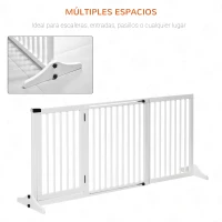 PawHut Barrera de Seguridad Extensible para Perros Valla Protección para Escaleras y Puertas 113-166x36x71 cm Blanco(m-5)