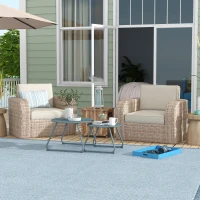 Outsunny Lot de 2 tables basses rondes gigognes empilables de Jardin métal époxy, Table d'Appoint Stable pour extérieur, Bleu(m-2)