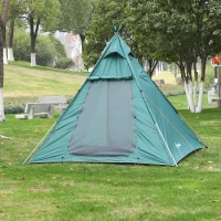 Outsunny Tente tipi camping 4 pers. max. - 2 grandes portes avec moustiquaires - structure acier - dim. 2,15L x 2,15l x 2H m polyester oxford vert(m-2)