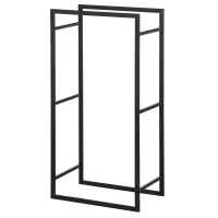 Outsunny Estante para Leña de Metal Estante de Almacenamiento para Apilar Troncos Soporte para Leña Metálico 50x30x100 cm Negro(m-10)