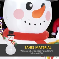 Outsunny 1,80 m Schneemann mit Zuckerstange & Geschenk, selbstaufblasbar, LEDs, wetterfest(m-5)