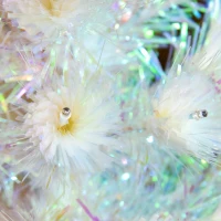 HOMCOM Albero di Natale Artificiale 90cm con 90 Luci LED Colorate e Fibre Ottiche, 90 Rami, Base in Metallo Pieghevole, Bianco(m-9)