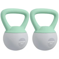 SPORTNOW 2 x 4kg Soft Kettlebell, Kettle Bell with Non-Slip Handle, for Home Gym, Strength Training, Cardio - Grey and Green(m-1)