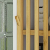 HOMCOM Columna de Baño Mueble Auxiliar de Baño con 1 Estante Abierto 1 Puerta y 1 Estante Ajustable 32x30x90,5 cm Natural(m-9)