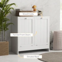 kleankin Double Hamper Laundry Storage Cabinet - White(m-5)
