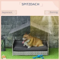 PawHut Hundehütte Haustierbett Hundekorb, wetterbeständig, abnehmbares Poster, Grau(m-6)