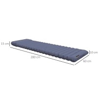 Outsunny Luftmatratze, Campingmatte, wasserabweisend, reißfest, mit Fußpumpe, Nylon, 200L x 60B x 10H cm, Blau(m-3)
