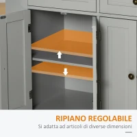 HOMCOM Carrello da Cucina con 2 Cassetti e 2 Armadietti, Piano in Legno, Portaspezie e Porta Canovacci, Grigio(m-5)
